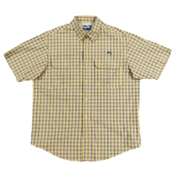 WORLD Wide Sportsman Blue & Yellow Plaid Button-Up Shirt - Picture 1 of 11